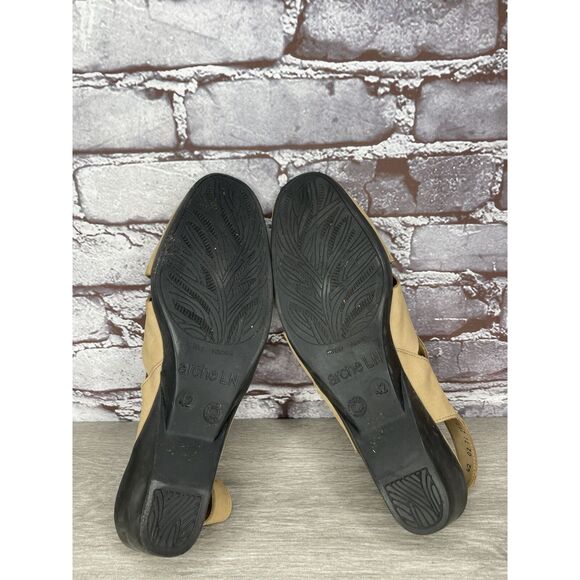 ARCHE Tan Brown Nubuck Leather Peep Toe Slingback Wedge Women’s Sz 42EU/11M US - Picture 10 of 16